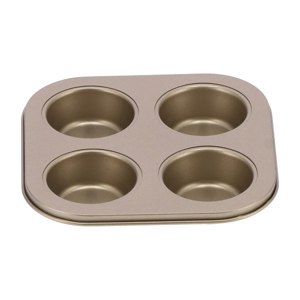 Non-Stick Coating Cupcake Baking Pan 4-Cavity Baking Mold Pan Durable Muffin Pan Oven Baking