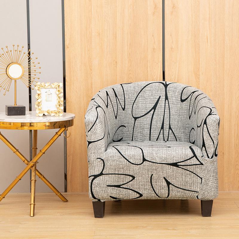 Elastic Printed Semi-circular Sofa Cover  All-inclusive Semi-circular Cafe Chair Cover  Internet Cafe Hotel Sofa Chair Cover