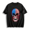 American Flag Skull Print Trendy Casual Short Sleeve T-Shirt Pure Cotton T-shirt