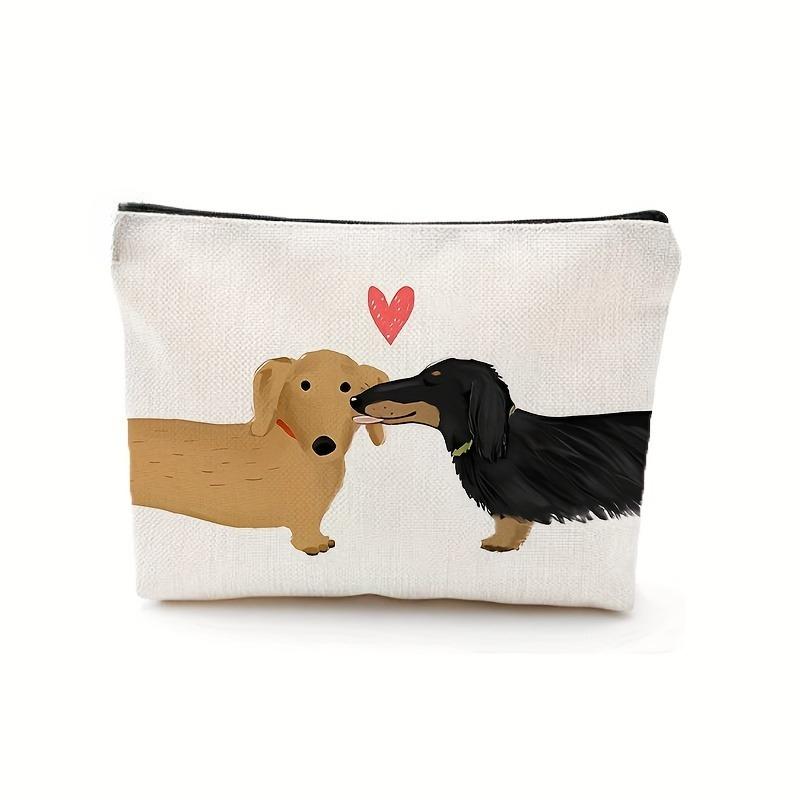 Cute Cartoon Sausage Makeup Bag Women's Toiletries Bag, Student Pencil Case, Portable Zippered Cosmetic Bag Holiday Gifts