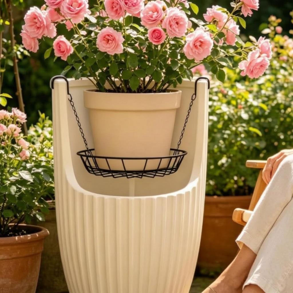 Hanging Planter Insert Round Iron Basket Sturdy for Porch