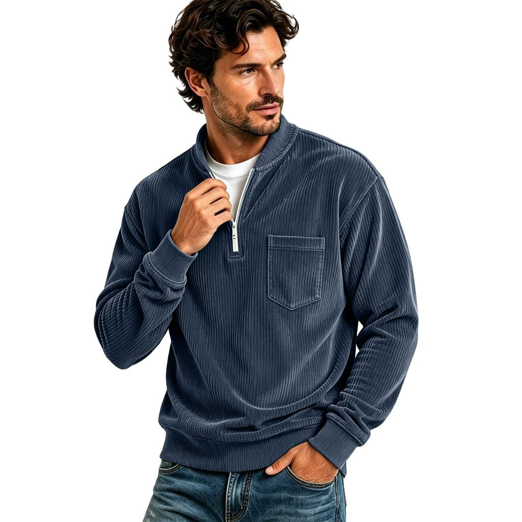 Men's Street Pullover Loose Fit Top with Pockets