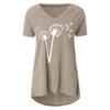 Women Fashion Casual Print V-Neck Loose Short Sleeve T-shirt Top Blouse Pullover