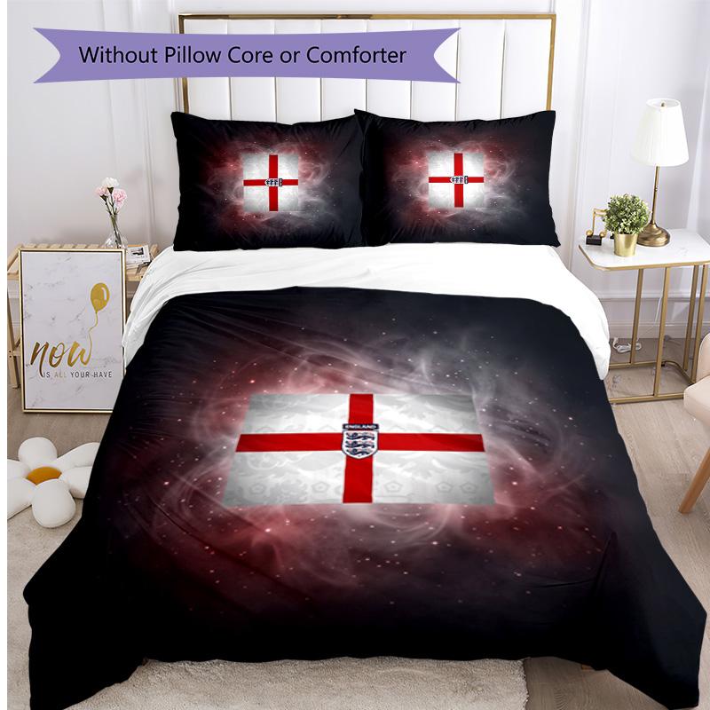 Set Biancheria da Letto Stampata Calcio Inghilterra 3 Pezzi Copriletto Traspirante Accogliente come Regalo per la Casa Nuova o per le Feste