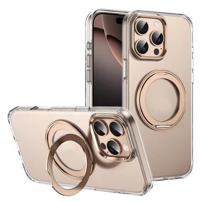 360° Metallringständer, durchsichtige magnetische Hülle für iPhone 16 15 14 13 12 15 Pro Max Plus, magnetische, kabellose Ladehülle, transparente Abdeckung