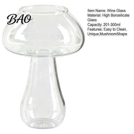 Fruit Tea Cup Mushroom Cocktail Glass Cup, Creative Clear Wine Glasses, Borosilicate Cute Coffee Cups, Novelty Drinkware Bar KTV Tool Sparkling Drink