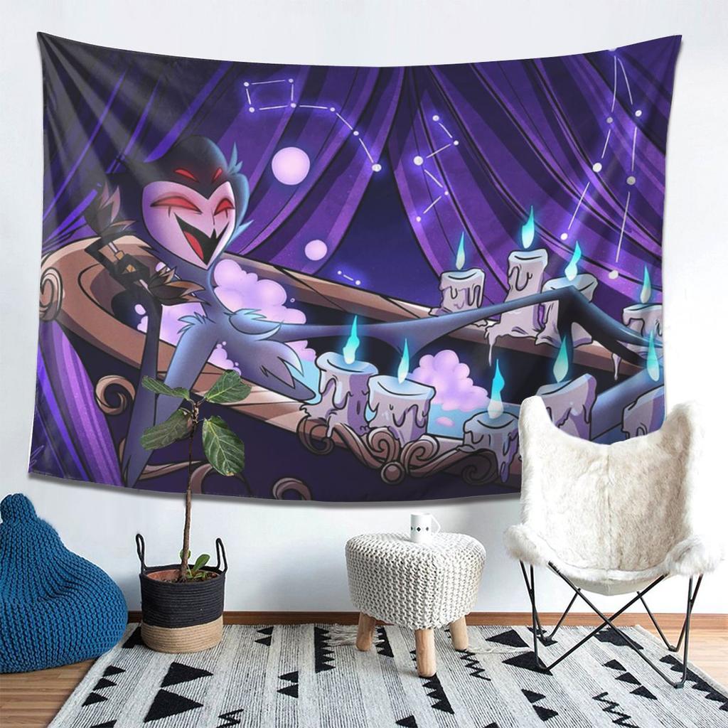 Loona Collage Helluva Boss Anime Tapestry Wall Hanging Aesthetic Home Decoration Tapestries for Living Room Bedroom