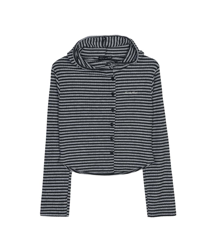 Nigaennikol Stripe Hood Top_Gray