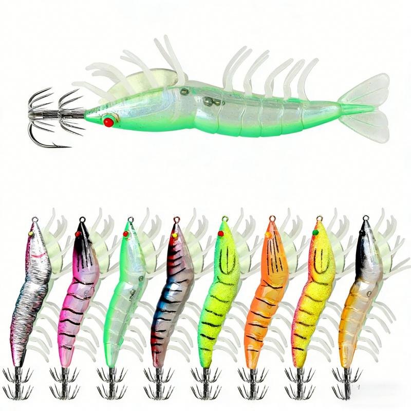 12cm22gUmbrella Hook Luminous Fake Shrimp Bait Sea Fishing Lure Special Night Fishing Squid Bait