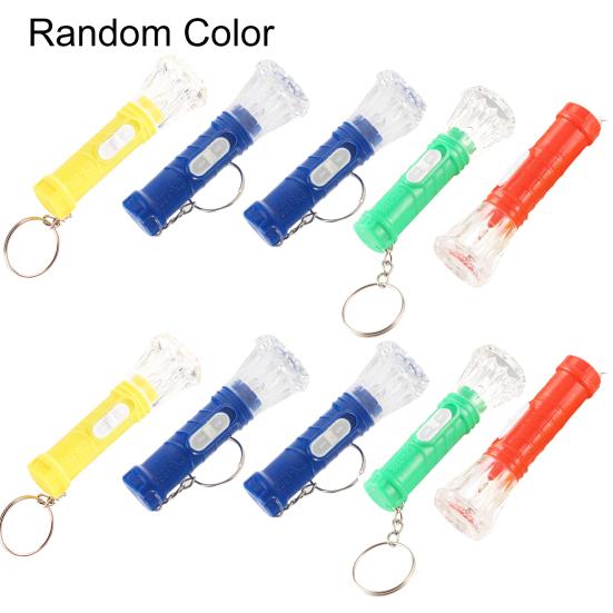 10Pcs Flashlight Toy Metal Buckle Portable Diamond Shape Exquisite Comfortable Grip Entertainment Fine Workmanship Kids Flash Light Key Rings Pendant
