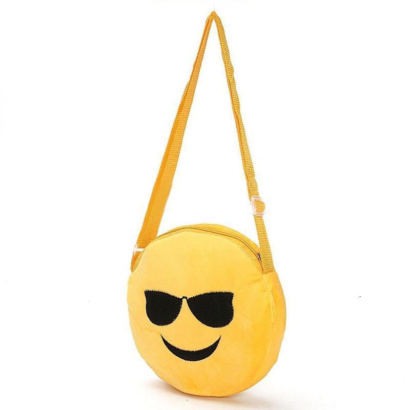 Cute Kids Mini Emoji Coin Purse Case Funny Plush Bag Shoulder Strap Rucksack