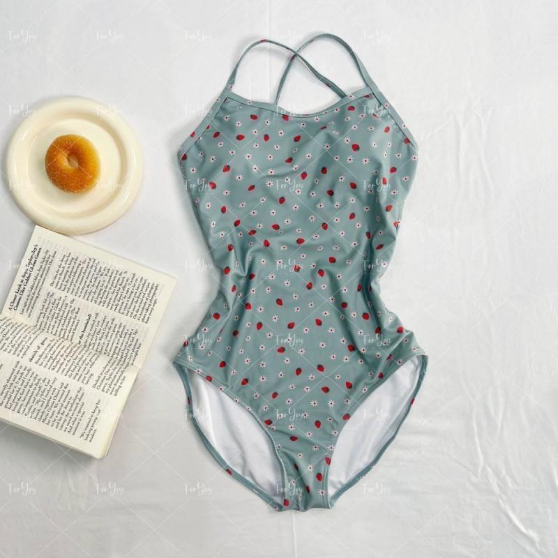 

Strawberry Cake Swimsuit Women s Retro Sexy Backless One-piece Swimming Pool Vacation M