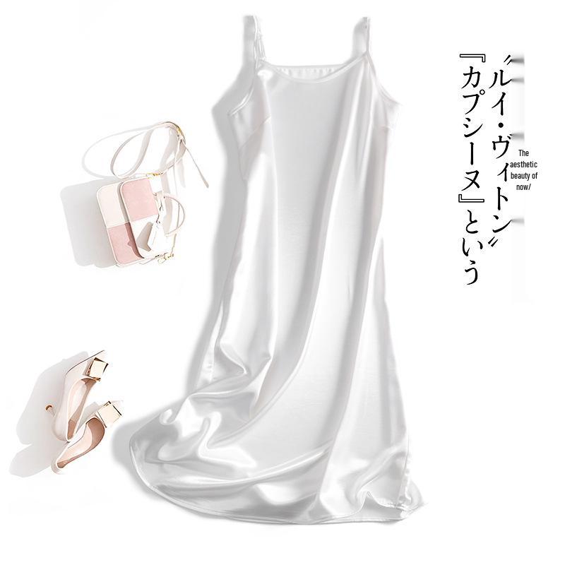 

Ночная сорочка из ледяного шелка и сатина: Сексуальное платье-комбинация или майка для дома или выхода в свет. XXL 110-125 lbs белый