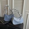 Underarm Bag with Fashionable Chain Strap, Single Shoulder Bag, Stylish and Trendy Denim Bag