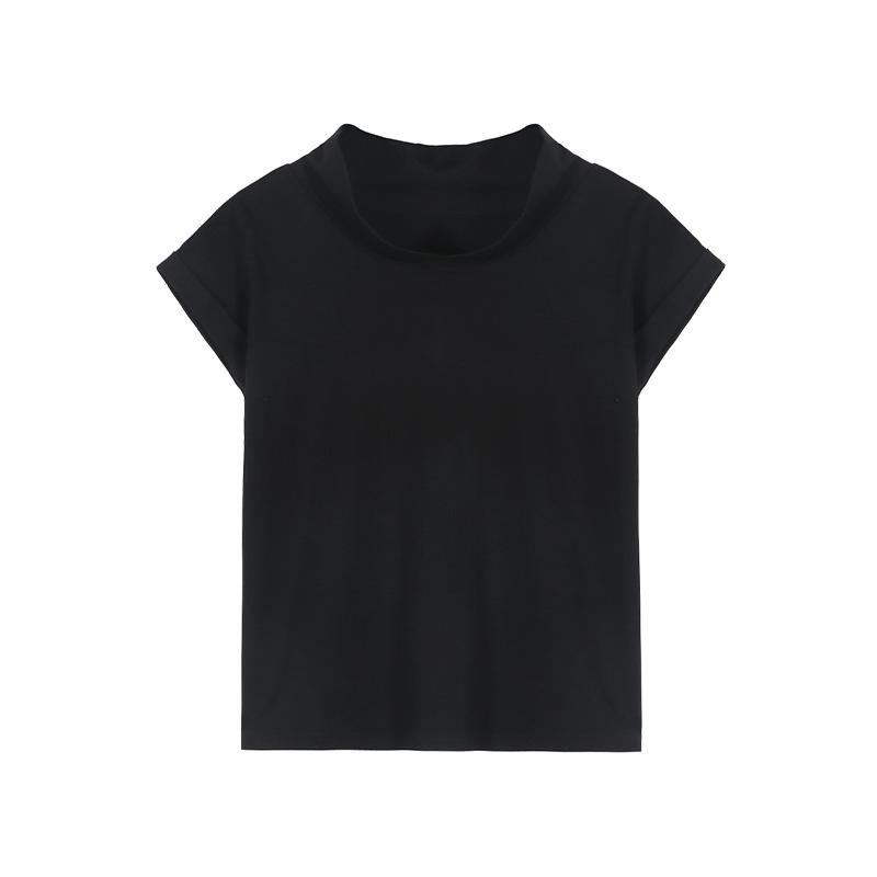 

Simple White Short-sleeved T-shirt for Women F чёрный