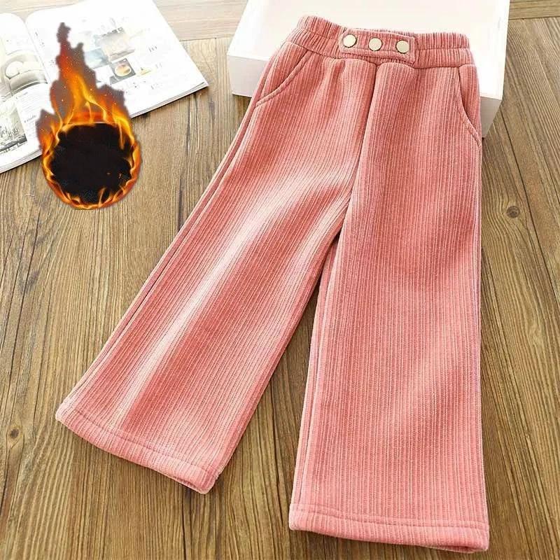 

Девочки Толстые Теплые Брюки Зима Осень Большие Дети Плюс Бархат Широкие Брюки Детские Утепленные Повседневные Длинные Брюки 4-12 Лет 100 розовый