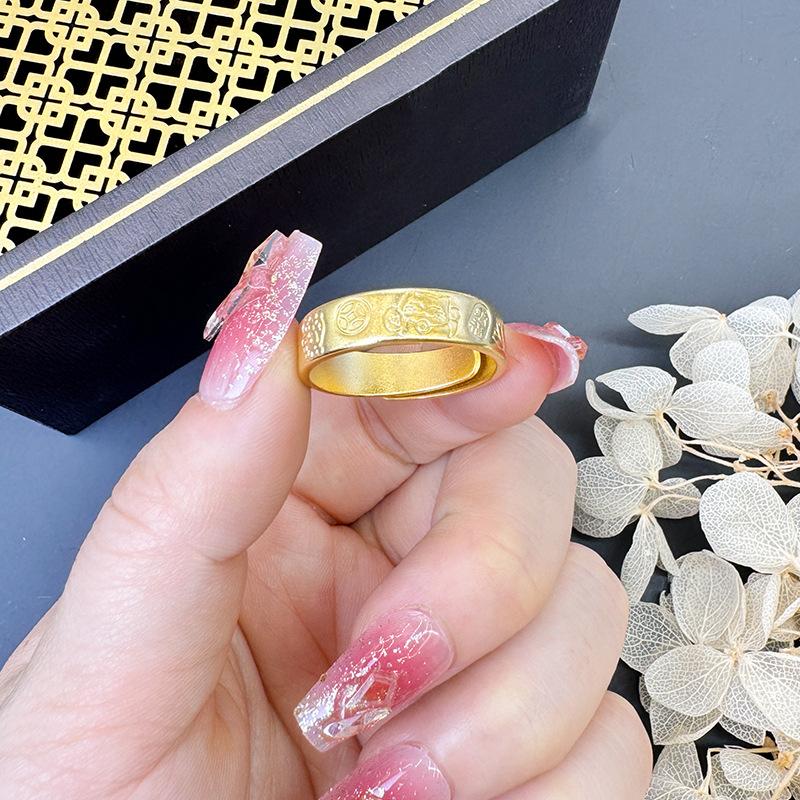Lotus Flower Cat Cute Live Ring Chinese Style Jewelry