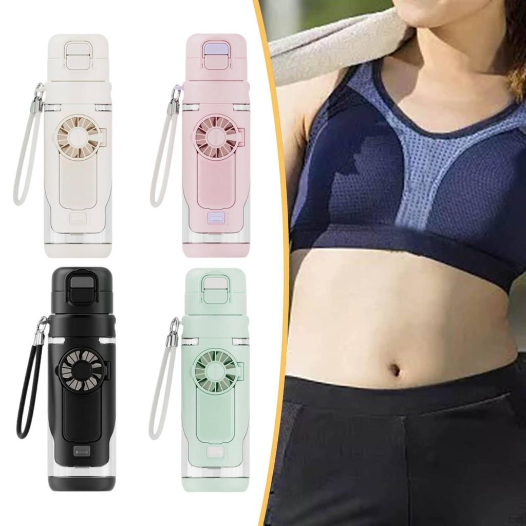 Bottle with Fan Adjustable Speeds Portable USB Handheld Removable for Outdoor Hiking Travel