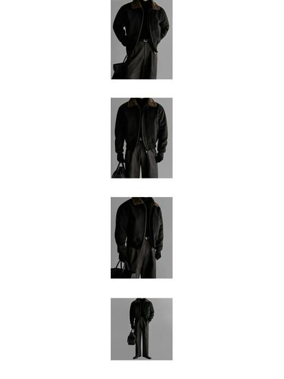 Men's Winter Lambswool Lapel Jacket – Warm, Thick, and Loose Korean Style Cotton Coat