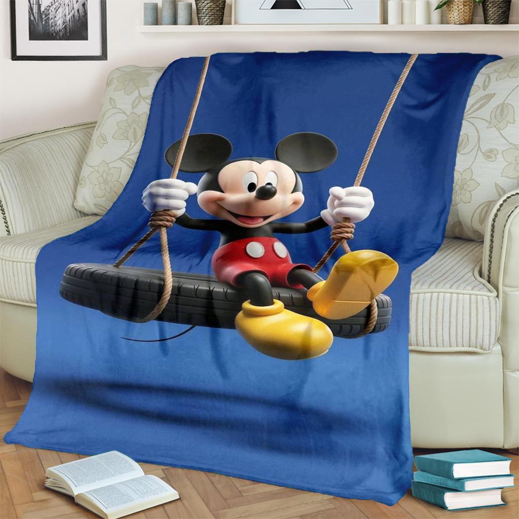 Soft Flannel Blanket with Minnie & Mickey Pattern Warm for Bedrooms, Sofas, Travel, Picnics and Chairs