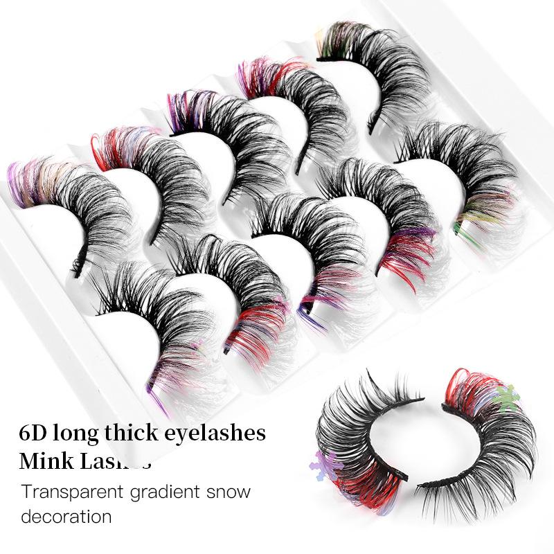 6D High Imitation Color False Eyelashes Decorative Eyelashes Fried Hair Messy Thick Grafted Eyelashes