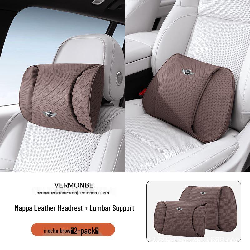 Compatible Headrest and Lumbar Support Cushion for BMW Mini Countryman/One/F54F60 - Neck Protection Pillow