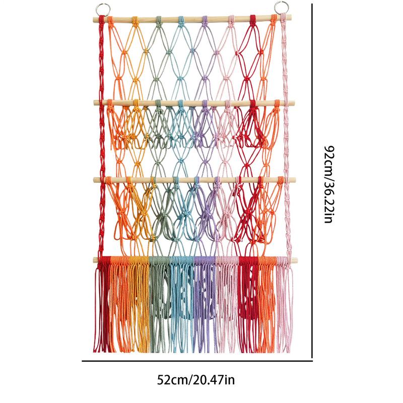 1pcs Hanging Organizer Plush Toy Storage Stuffed Animal Net Hammock Boho Macrame For Home Bedroom Books Children Playroom