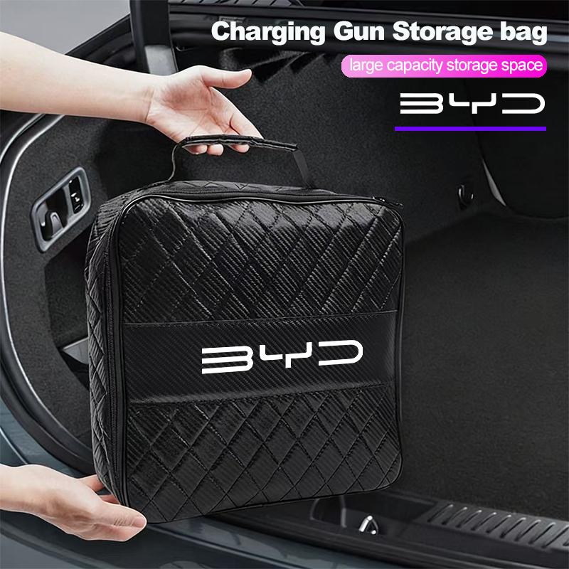 Ladepistolen-Aufbewahrungstasche für das Auto, Handtasche mit Auto-Logo, Leder-Organizer für BYD Atto 3 E6 Tang Plus Song Max Qing Yuan M6 L3 D1 S6 E9 S8