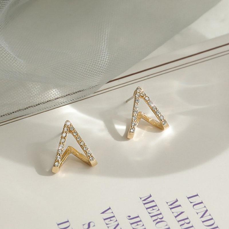 S925 Tremella Needle New French Triangle Earrings Women, Korean Temperament Earrings Female Internet celebrity earrings tide