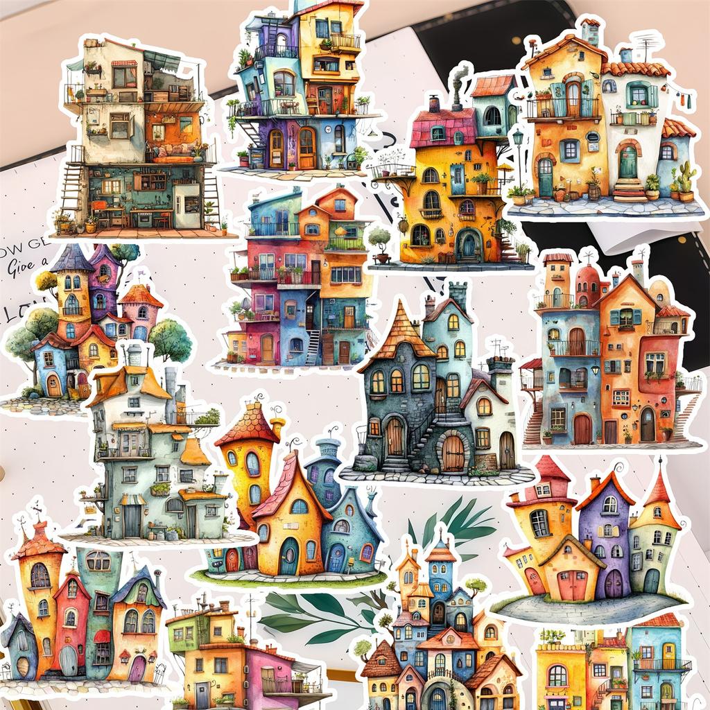 18/36pcs Creative Self-made Colorful Fairy Tale Town Scrapbooking Stickers/decorative /DIY Craft Photo Albums Planner Stickers