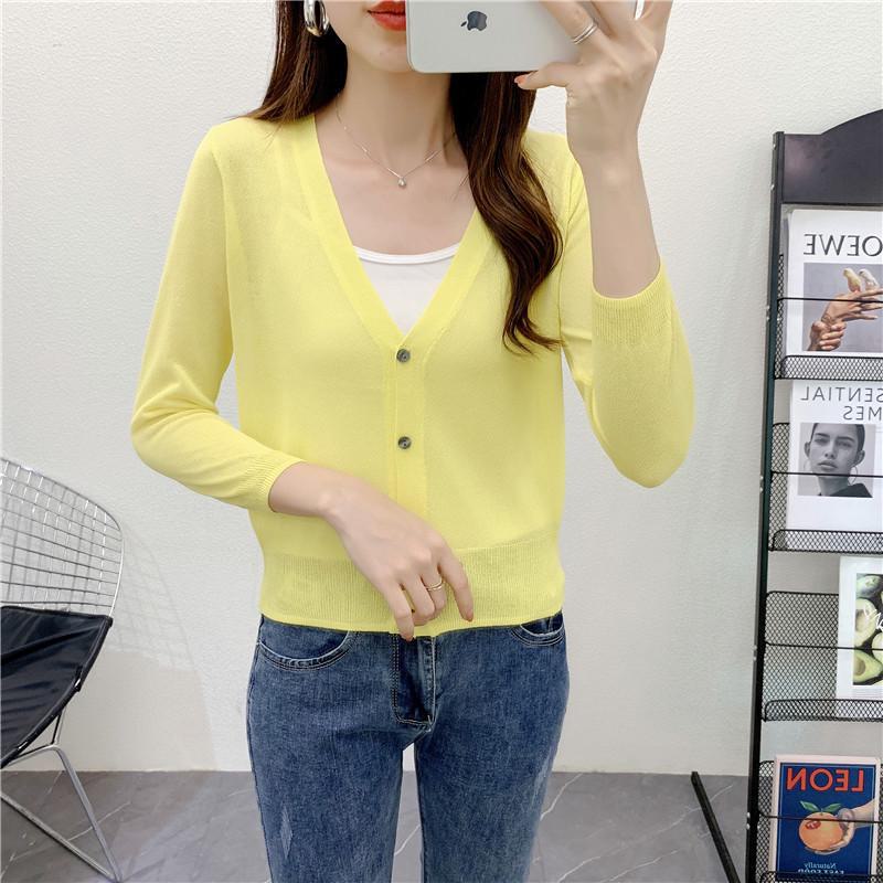 Ice Silk Light Knit Summer Cardigan - White, Slim Fit Sun Protection with Long Sleeves