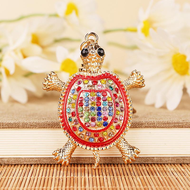 Colorful Rhinestone Sea Turtle Keychain - Creative Animal Pendant