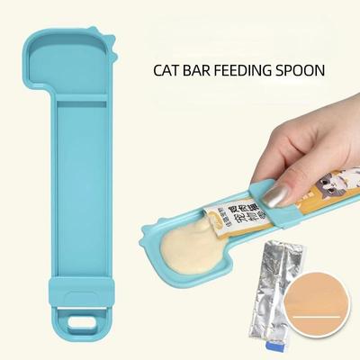 Colher de alimentação para animais de estimação Colher portátil para comida Tira longa para gatos Comedouro espremedor de lanches Colher multiuso Suprimentos para animais de estimação Colher de alimentação para gatos