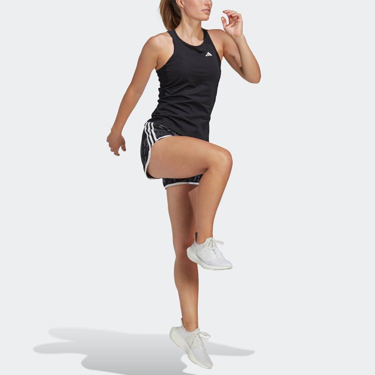 Adidas Logo Print Camouflage Stripe Mid-Waist Sports Shorts Women Bottoms Carbon-Black HM4249