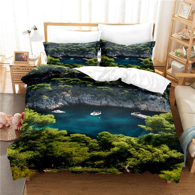 Juego de Edredón de Paisaje Natural Juego de Funda de Edredón Ropa de Cama 3D Impresión Digital Ropa de Cama de Poliéster Juego de Cama Diseño de Moda King Queen
