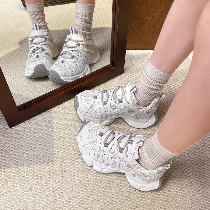 Mesh Platform Dad Shoes Women's 2025 Spring New Heightening Breathable Round Head Niche Sports and Leisure Shoes