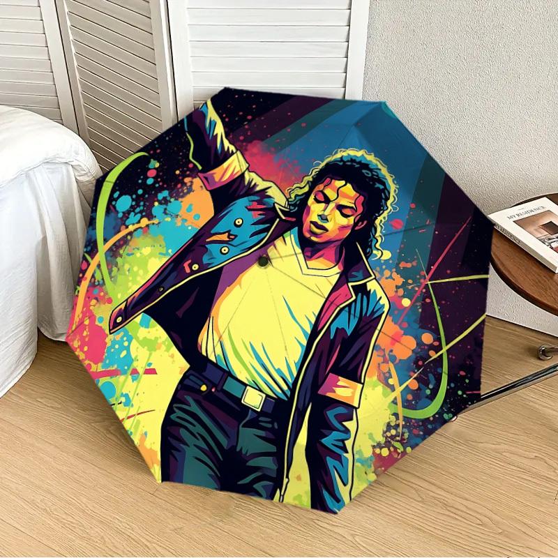 1pc Michael Jackson Dance Icon Automatic Folding Umbrella, Portable Collapsible Design, Casual Outdoor Accessory L1127120