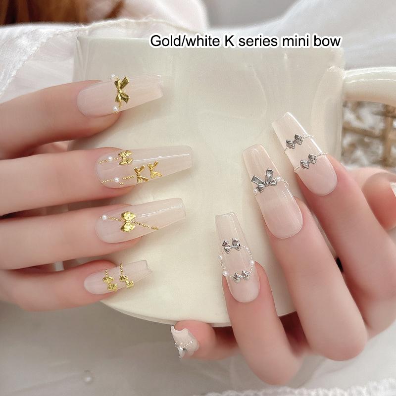 

12Grids Metal Bow Tie Nail Decoration Mini Shiny Diamond Nails Decoration Nail Charm Nail Art Enthusiasts