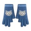 Children's Double-layer Thickened Warm Knitted Cartoon Bear Leaks Two Fingers To Write, Male Students Cold-proof Full-finger Children's Gloves