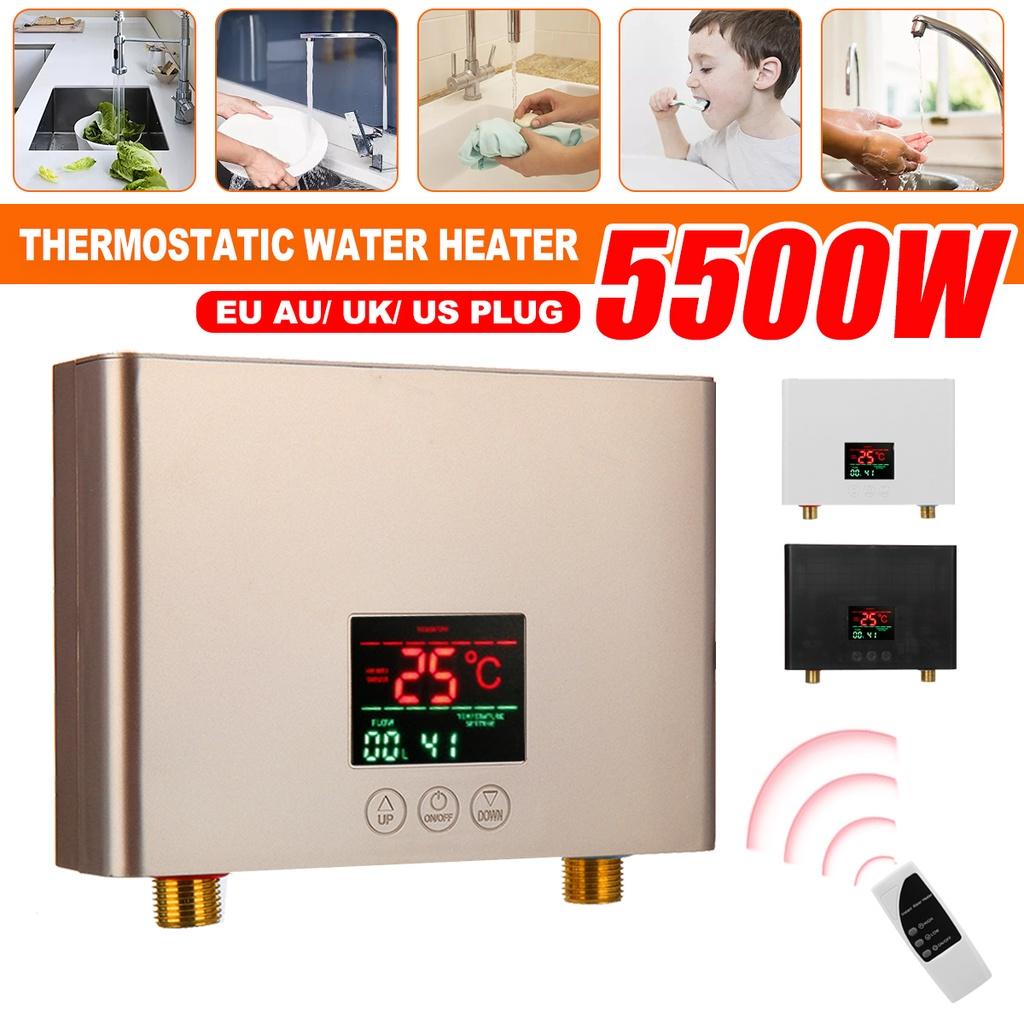 5500W Instant Constant Temperature Electric Water Heater Tankless Quick Hot Shower Bathing Machine for Home Kitchen White/ Black/golden 110V