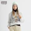 Teenie Weenie Women's 2025 Fall Hooded Bear Embroidered Sweatshirt