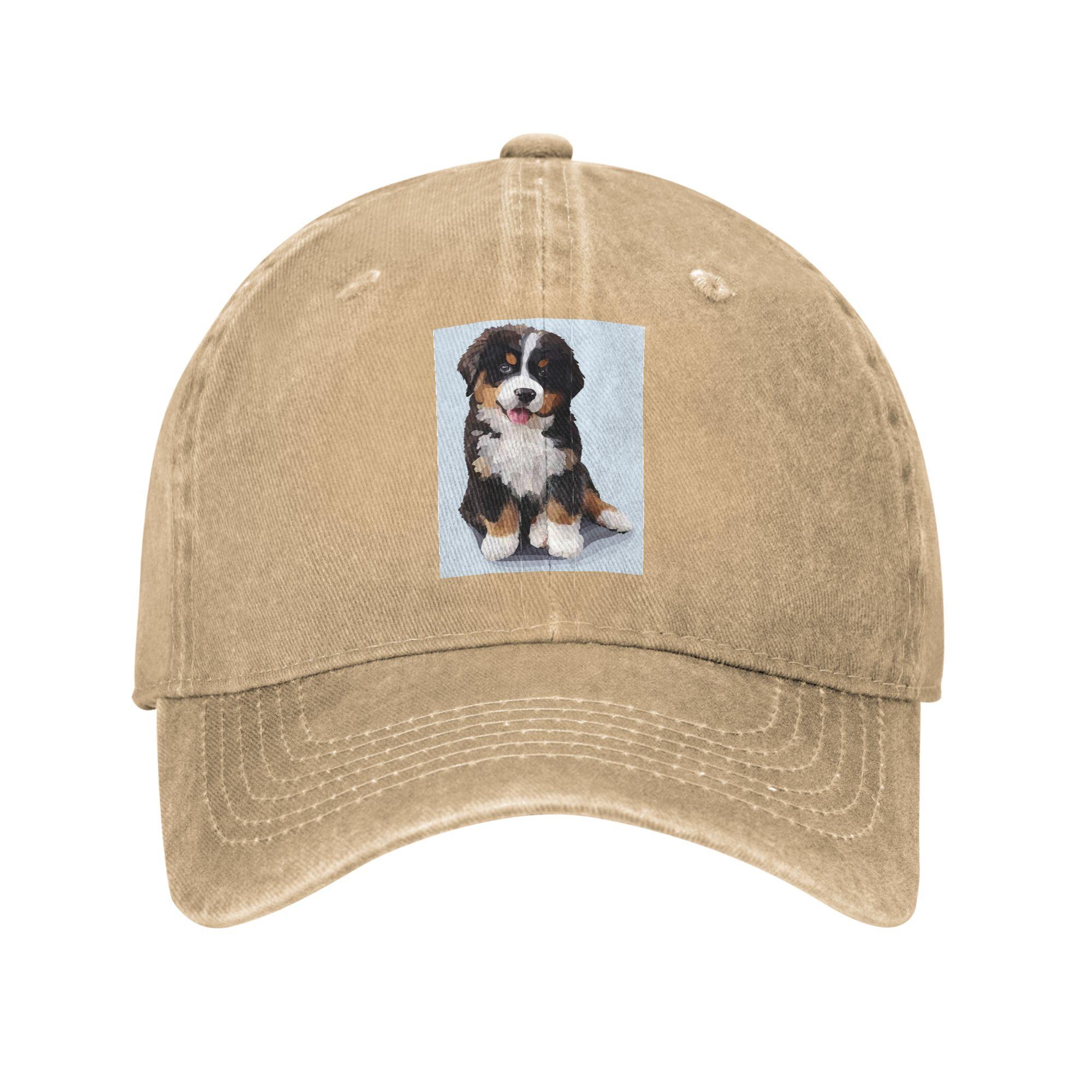 

Van Gogh Style Painting of Bernese Mountain Dog Denim Fabric Cap Casual Baseball Caps Adjustable Hat Summer Unisex Baseball Hats One Size