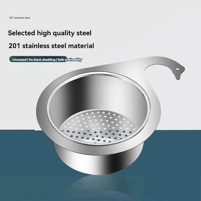 Stainless Steel Swan Sink Strainer Basket Kitchen Sink Garbage Filter Swan Dry and Wet Separation Hook Drain Rack