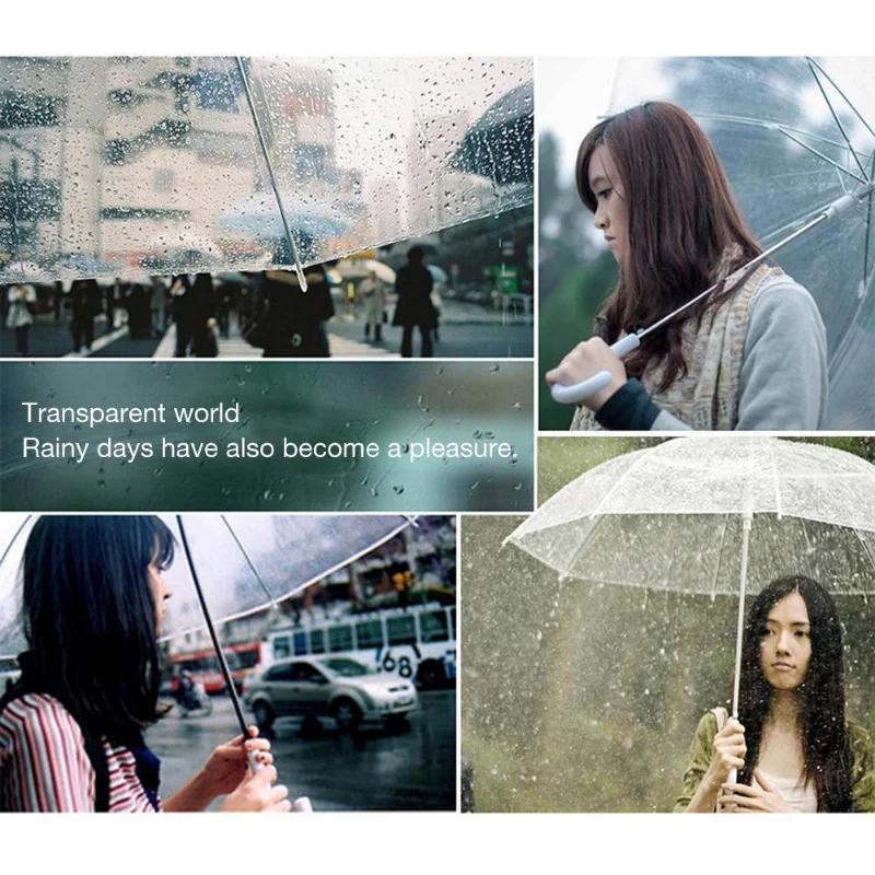 Зонт прозрачный женский с автоматическим ветрозащитным зонтом — фото 4