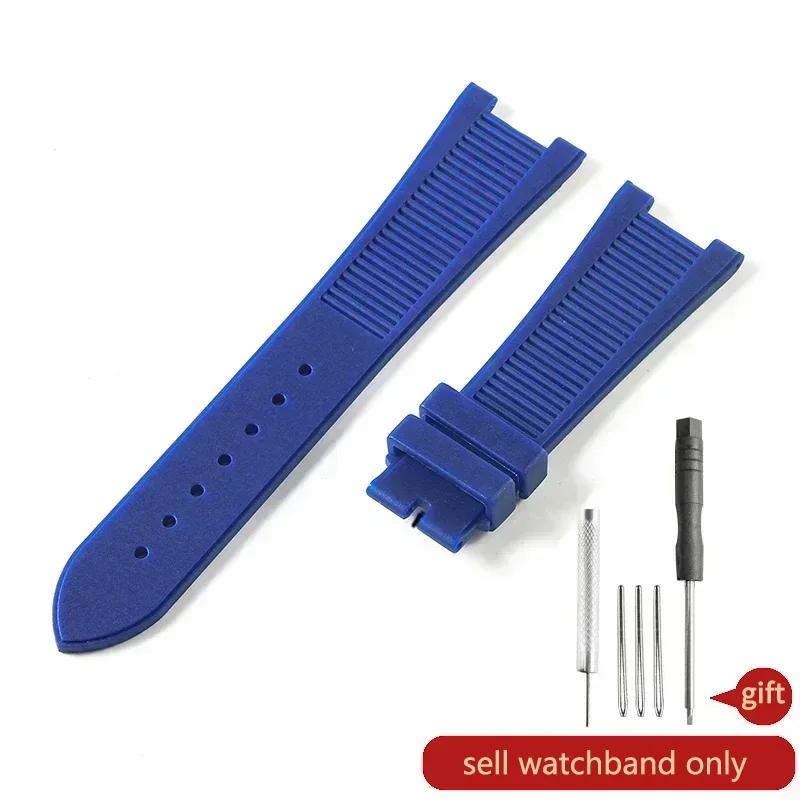 Para Patek Philippe Sport Elegante Serie Nautilus 5711/5712/5980 Correa de Reloj de Silicona Impermeable para Hombre 25x13mm