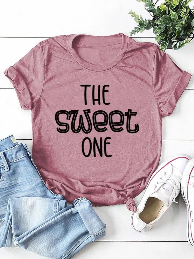 THE SWEET ONE Letter Print Women T Shirt Short Sleeve O Neck Loose Women Tshirt Ladies Tee Shirt Tops Camisetas Mujer