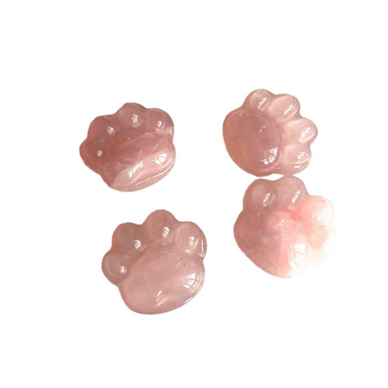 Natural Mineral Crystal Rose Quartz Cat Claw Carving Creative Ornament Special Gift Jewelry Decoration
