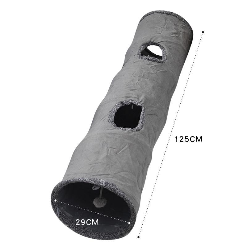 Foldable Suede Cat Tunnel Toy for Self-Play