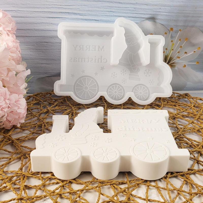 Silicone Christmas Molds Santa Claus Train Combination Silicone Gypsum Casting Mold Non-stick Christmas Silicone Candle Mold For