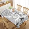 Vintage Newspaper Tablecloth,Old Historic Journal French Paper Lettering Art Design, Dining Room Kitchen Rectangular Table Cover